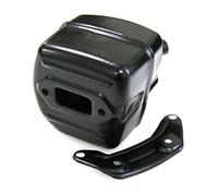 Moliuoly Silenciador de escape con soporte y junta para motosierras 365/371/372/372XP/385/390XP, material plástico resistente, juego de 2 piezas para uso exterior duradero