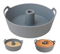 Moljaus Molde savarin de silicona (21 cm) para horno y freidora de aire, antiadherente con agujero central y asas, accesorio para freidora de aire, silicona alimentaria sin BPA y fácil de desmoldar