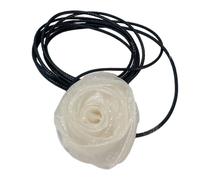 MOLKASIA Adjustable Flower Choker Necklace Jewelry Elegant Flower Necklace Accessory Eye Catching Women's Choker Chains Adornment, as the picture shown, Fabric, Sin piedra preciosa