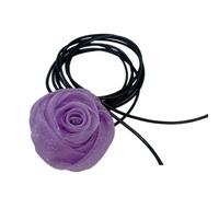 MOLKASIA Adjustable Flower Choker Necklace Jewelry Elegant Flower Necklace Accessory Eye Catching Women's Choker Chains Adornment, as the picture shown, Fabric, Sin piedra preciosa