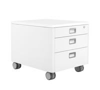 Moll Cubic, contenedor móvil con Tres cajones, se Puede Cerrar y con Freno de estacionamiento Integrado, Mango de Colores Intercambiables, diseño Atemporal, Color Blanco Decorativo, 43 x 54 x 43