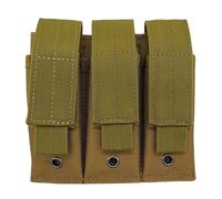 Molle-Bolsa Táctica Triple For Pistola mag, Funda Cartuchera For Exteriores con Parte Superior Abierta, Individual, Doble, 9mm(Triple Pouch-Tan)