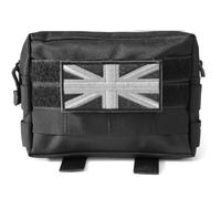 Molle - Riñonera táctica negra con parche de la bandera de Reino Unido, organizador EDC, bolsa de herramientas médicas, airsoft, militar, militar, cinturón utilitario, mochila y chaleco, Black,
