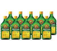 Moller’s ® | Aceite de hígado de bacalao | Complemento dietético con omega-3 EPA, DHA y vitaminas A, D y E | Sabor Limón | 500 ml x 10