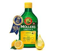 Moller’s ® | Aceite de hígado de bacalao | Complemento dietético con omega-3 EPA, DHA y vitaminas A, D y E | Sabor Limón | 250 ml