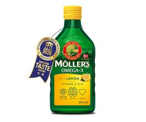 Moller’s ® | Aceite de hígado de bacalao | Complemento dietético con omega-3 EPA, DHA y vitaminas A, D y E | Sabor Limón | 500 ml
