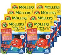 Moller’s ® | Omega 3 para niños | Omega-3 Cápsulas de Aceite de Pescado con Ácidos Grasos Omega 3 | Con DHA y EPA, Sin Gluten, Sin Lactosa, Sin Azucares Añadidos | Fresa | 36 Uds x 8