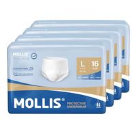 MOLLIS Pantalones Incontinencia para Adultos, Bragas Absorbentes para Hombres y Mujeres, Protección contra las fugas durante toda la noche, Control de Olores, Talla L, 64 Unidades