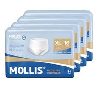MOLLIS Pantalones Incontinencia para Adultos, Bragas Absorbentes para Hombres y Mujeres, Protección contra las fugas durante toda la noche, Control de Olores, Talla XL, 64 Unidades