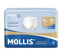 MOLLIS Pantalones Incontinencia para Adultos, Bragas Absorbentes para Hombres y Mujeres, Protección contra las fugas durante toda la noche, Control de Olores, Talla XL, 16 Unidades