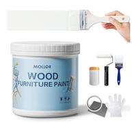 Mollor Brocha de Madera Especial Pack - Pintura para Muebles sin lijar - Pintura para Madera - Pintura Chalk Paint Efecto Tiza Colores (32oz/1000g, Blanco con herramientas)