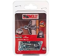 Molly M11110-XJ - Tacos metálicos de expansión con tornillo M5 Ø11mm, 5 x 36 mm, color gris, juego de 16 piezas