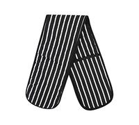 MOLLY MALOU Guantes de horno dobles a rayas de carnicero, acolchados, resistentes, resistentes al calor, 18 x 90 cm (negro)