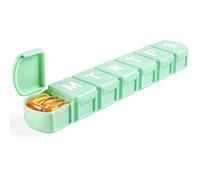 MOLN HYMY Pastillero semanal XL para 7 días, 1 semana, dispensador de píldoras jumbo una vez al día, recipiente diario para contener vitaminas y suplementos (verde)