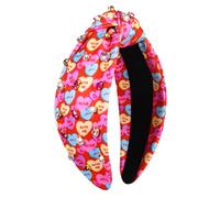 MOLOCH Diadema de corazón rosa para mujer, diadema de corazón con diamantes de imitación, diadema de corazón de amor, anudada con cristales, banda ancha de terciopelo a la moda, para el día de San