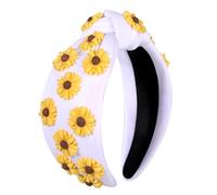 MOLOCH Diadema de flores para mujer, accesorios de playa de verano, trajes con cuentas de girasol, diadema anudada con diamantes de cristal, diadema de nudo superior de verano, playa, vacaciones,