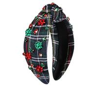 MOLOCH Diadema de Navidad para mujer, lazo de árbol de Navidad, copo de nieve, diadema anudada de cristal con joyas, decoración de Navidad, regalos