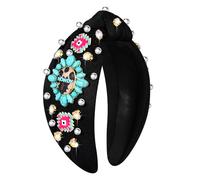 MOLOCH Diadema de vaquera occidental para mujer, sombrero de botas de vaquero, diadema anudada con estrellas, diadema anudada con joyas de cristal, diadema de nudo superior, accesorios para el