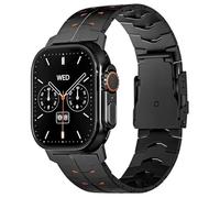 MOLOPPO Correa de titanio para Apple Watch Ultra, ancho máximo de 26 mm, esta correa cuenta con un mecanismo de cierre seguro, se adapta a Apple Watch Ultra 3 y 2 (49 mm, titanio negro naranja)
