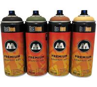 Molotov Belton - Juego de botes de espray (4 x 400 ml, secado rápido, alta cobertura, resistente a los rayos UV, muy duradero, compuesto nitro-alquídico para coche, airsoft, graffiti)