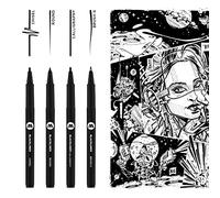 Molotow Blackliner Set 3 (4 puntas especiales, trazador de líneas con tinta permanente indeleble), 4 unidades, color negro