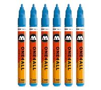 Molotow One4All 127HS #225 Rotulador, 6 unidades, 2 mm, color azul shock medio 2 mm