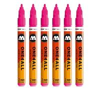 Molotow One4All 127HS #225 Rotulador, 6 unidades, 2 mm, color neonrosa fluoreszierend 2 mm