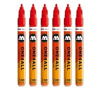 Molotow One4All 127HS #225 Rotulador, 6 unidades, 2 mm, color rojo tráfico 2 mm