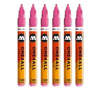 Molotow One4All 127HS #225 Rotulador, 6 unidades, 2 mm, color rosa fluorescente 2 mm