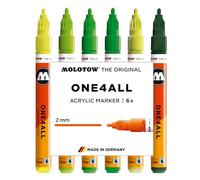 Molotow One4All 127HS - Juego de rotuladores acrílicos (grosor de trazo de 2,0 mm, altamente opaco y permanente, secado rápido, recargable, para casi todas las superficies), 6 unidades surtidas