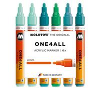 Molotow One4All 227HS - Juego de rotuladores acrílicos tropicales (grosor de trazo de 4,0 mm, muy opacos y permanentes, secado rápido, rellenables, para casi todas las superficies), 6 unidades