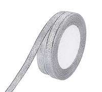 Molshine 2 rollos de cintas de organza plateadas brillantes para bricolaje, manualidades, envoltura de regalos, Navidad, ancho decorativo de 10 mm
