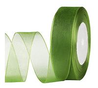 MOLSHINE 25mm x 45m /rollo Cinta de organza transparente brillante, cintas de tela de gasa para guirnaldas de ramos, lazo, boda, envoltura de regalos, cabello, manualidades, decoración (Verde)