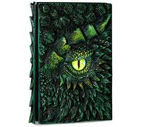 molshine Cuaderno de diario con relieve de dragón 3D A5 (7,3" x 5,1"), cuaderno grabado en resina, 100 hojas, cuaderno de viaje de tapa dura, cuaderno de bocetos, decoración de regalo (verde)