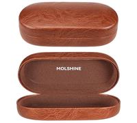 molshine Estuche de Carcasa Rígida para Gafas de Sol, Caja de Gafas de Cuero PU Clásica Grande Portador de Gafas para Mujeres y Hombres, marrón, L