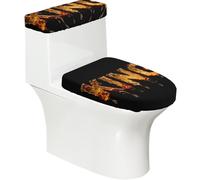 Molten Gold King - Juego de 2 fundas elásticas para inodoro con tapa y tanque para baño, suave, lavable, decoración de inodoro en forma de U