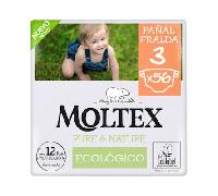 Moltex Pure Nature Pañal T3 56 Uds - Pañal ecológico absorbente para bebé