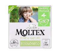 Moltex Pure Nature Pañal T4 50 Uds - Pañal ecológico absorbente para bebés 9-15kg