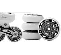 MOLTI ABEC9 - Juego de 8 ruedas con rodamientos de bolas para interior/exterior, para uso en interiores y exteriores, color blanco, 84 mm
