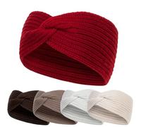 molti Diadema de invierno para mujer de 100% lana merino, diadema para el pelo, 55-60 cm, cálida, suave, elástica, alternativa a la moda al gorro, punto acanalado (rojo vino)