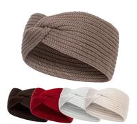 molti Diadema de invierno para mujer de 100% lana merino, diadema para el pelo, 55-60 cm, cálida, suave, elástica, alternativa a la moda al gorro, punto acanalado (moca)