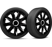 Moltico - Juego de 4 tapacubos universales - Apto para todas las ruedas de acero - Tapacubos para automóviles - Anillo de seguridad ajustable - 15 pulgadas - Negro