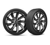 Moltico Tapacubos - Juego de 4 tapacubos universales - Apto para todas las ruedas de acero - Tapacubos para automóviles - Anillo de seguridad ajustable - 16 pulgadas - Grafito