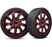 Moltico Tapacubos - Juego de 4 tapacubos universales - Apto para todas las ruedas de acero - Tapacubos para automóviles - Anillo de seguridad ajustable - 17 pulgadas - Rojo-Negro