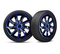 Moltico Tapacubos - Juego de 4 tapacubos universales - Apto para todas las ruedas de acero - Tapacubos para automóviles - Anillo de seguridad ajustable - 14 pulgadas - Azul-Negro