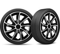 Moltico Tapacubos - Set de 4 Universale de Tapacubos - Tapacubos para Todas Ruedas de Acero - Anillo de Seguridad Ajustable - 13 Pulgada - Plata-Negro