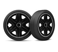 Moltico Tapacubos - Set de 4 Universale de Tapacubos - Tapacubos para Todas Ruedas de Acero - Anillo de Seguridad Ajustable - 14 Pulgada - Grafito-Negro