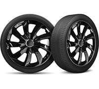 Moltico Tapacubos - Set de 4 Universale de Tapacubos - Tapacubos para Todas Ruedas de Acero - Anillo de Seguridad Ajustable - 15 Pulgada - Negro