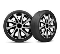 Moltico Tapacubos - Set de 4 Universale de Tapacubos - Tapacubos para Todas Ruedas de Acero - Anillo de Seguridad Ajustable - 15 Pulgada - Plata-Negro