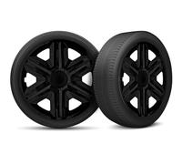 Moltico Tapacubos - Set de 4 Universale de Tapacubos - Tapacubos para Todas Ruedas de Acero - Anillo de Seguridad Ajustable - 15 Pulgada - Negro